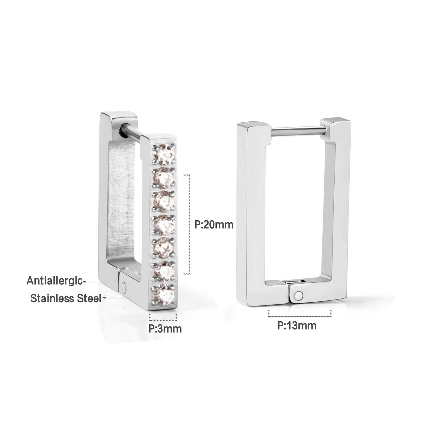 ASON Gold Color Square Rectangle Piercing Hoops Earrings Stainless Steel Geometric Earrings for Women Fashion Jewelry Gift