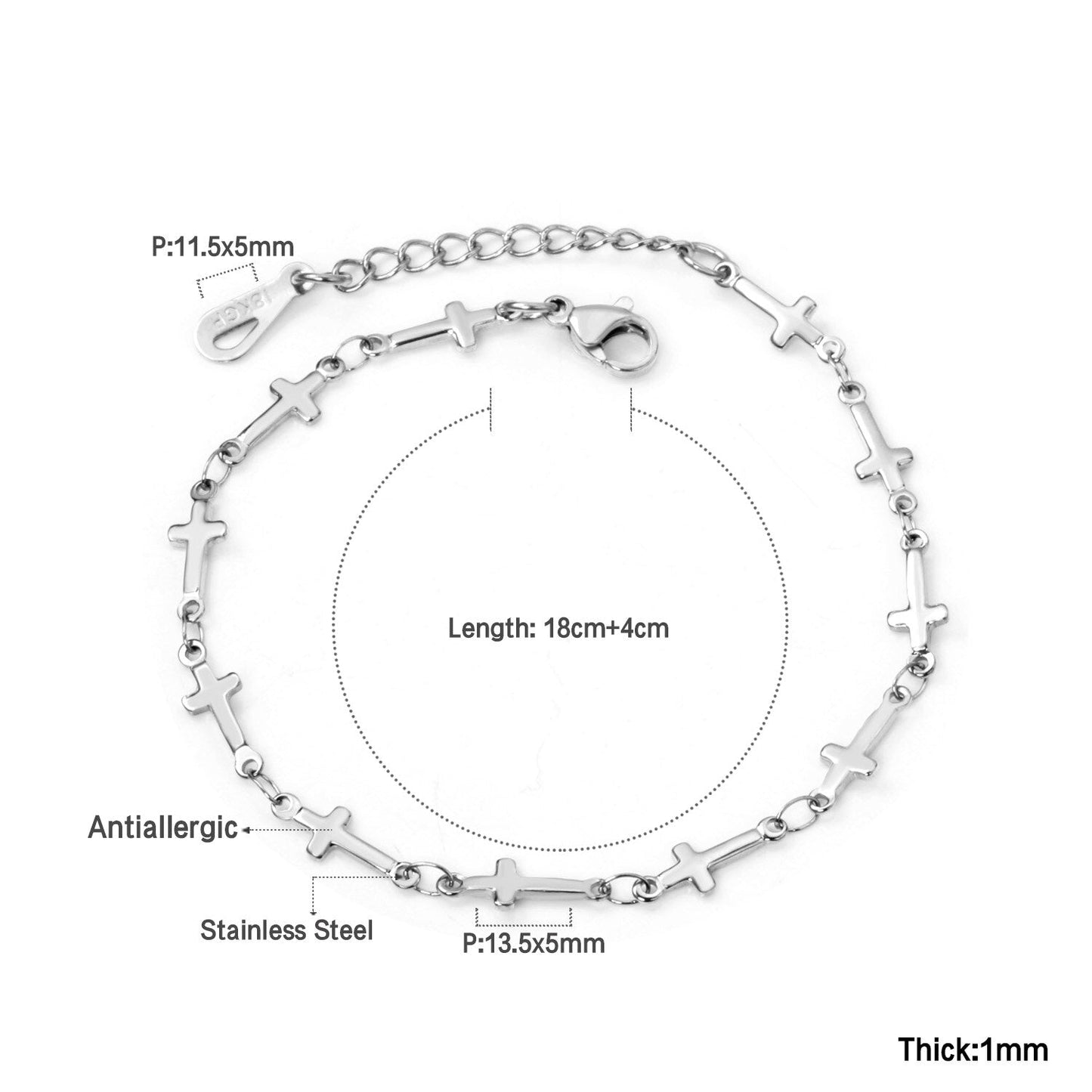 ASON Gold Color Cross Charm Bracelet Stainless Steel Punk Bangle Bracelets For Women Men Fashion Jewelry Gift Accessories