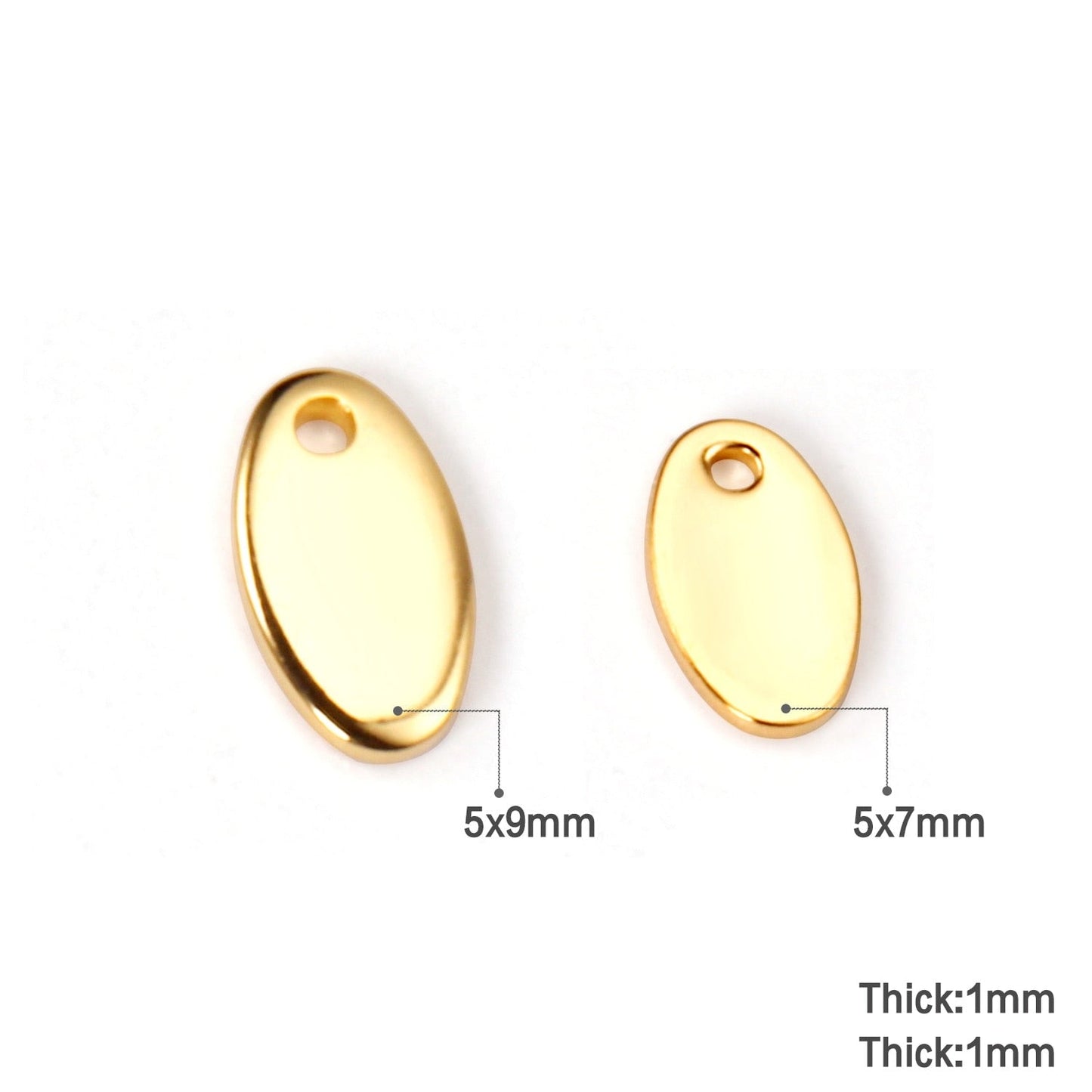 ASON 100pcs/lot Oval Pendant Chain Bracelet Tag Stainless Steel For Necklace Bracelet DIY Handmade Jewelry Making Supplies