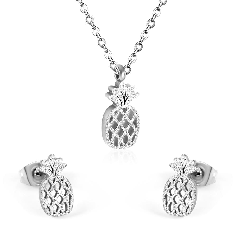 Pineapple Cute Stainless Steel African Jewellery Sets Bridal Dubai Gold Color Wedding Jewelry Sets For Women Girls