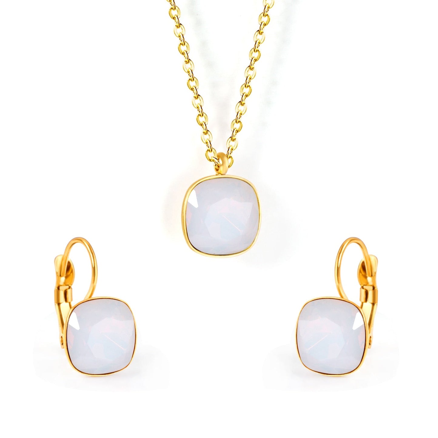 Bridal Jewelry Sets Trendy Style Geomtry Multi-colorful CZ Pendant Necklace Earrings Sets Brinco Party Wholesale
