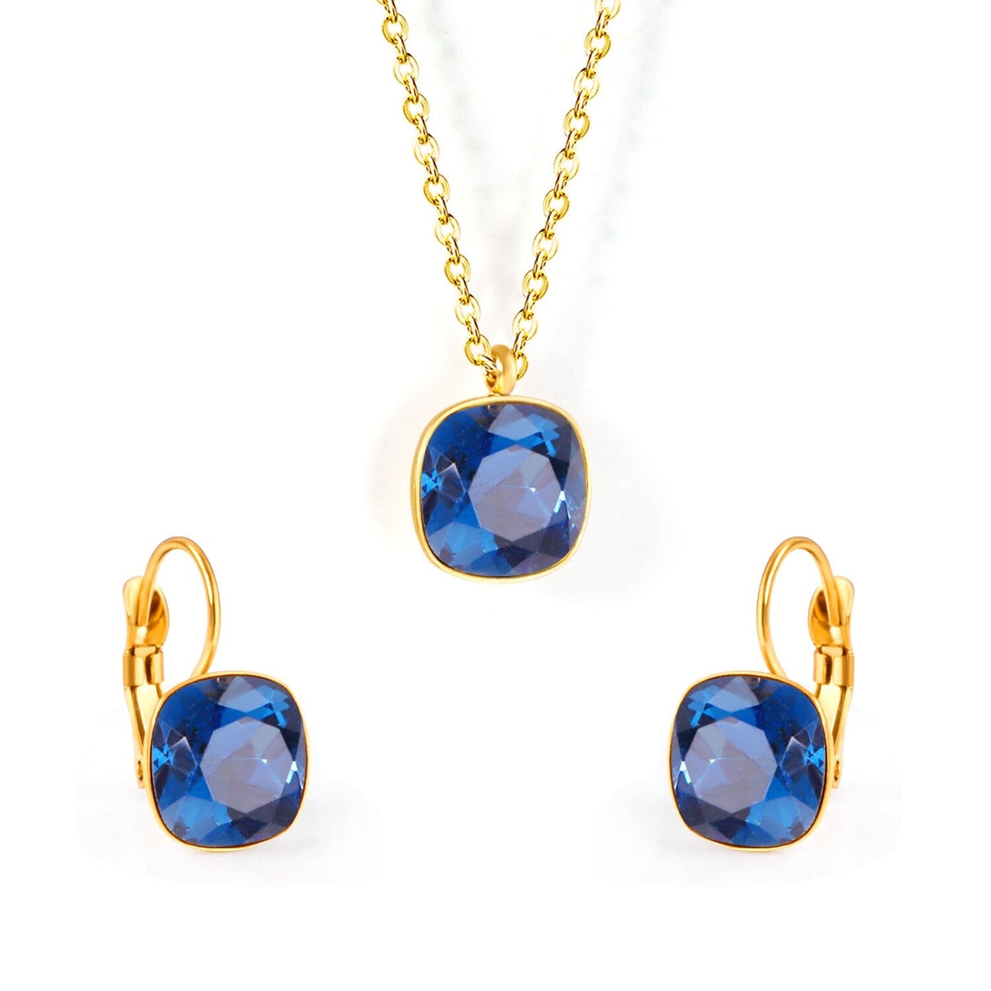 Bridal Jewelry Sets Trendy Style Geomtry Multi-colorful CZ Pendant Necklace Earrings Sets Brinco Party Wholesale