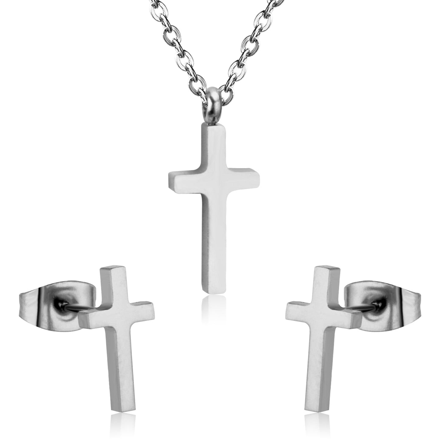 Hot Sale Jewelry Cross Pendant Necklace Earring Sets For Men/Boss Gift Made By Stainless Steel