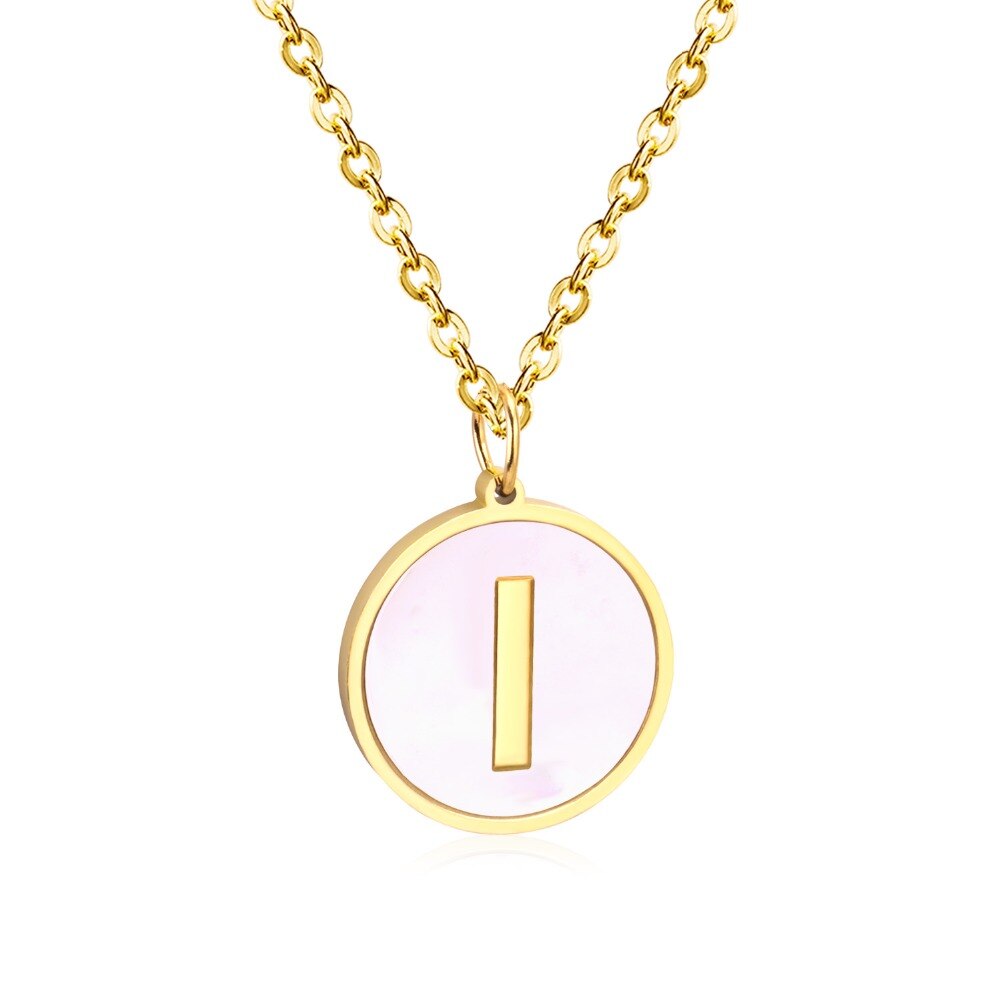 Stainless Steel Round Initial Pendant Necklace Gold Color 26 A-Z Letter Necklaces For Female Party Friend Wholesale