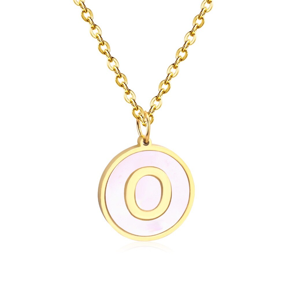 Stainless Steel Round Initial Pendant Necklace Gold Color 26 A-Z Letter Necklaces For Female Party Friend Wholesale