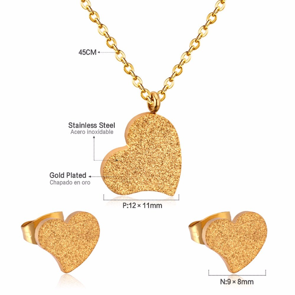 Hot Selling Heart Shaped Pendant CZ Necklace And Earrings Set In Jewelry For Women With Free Chain Jewellry Parts