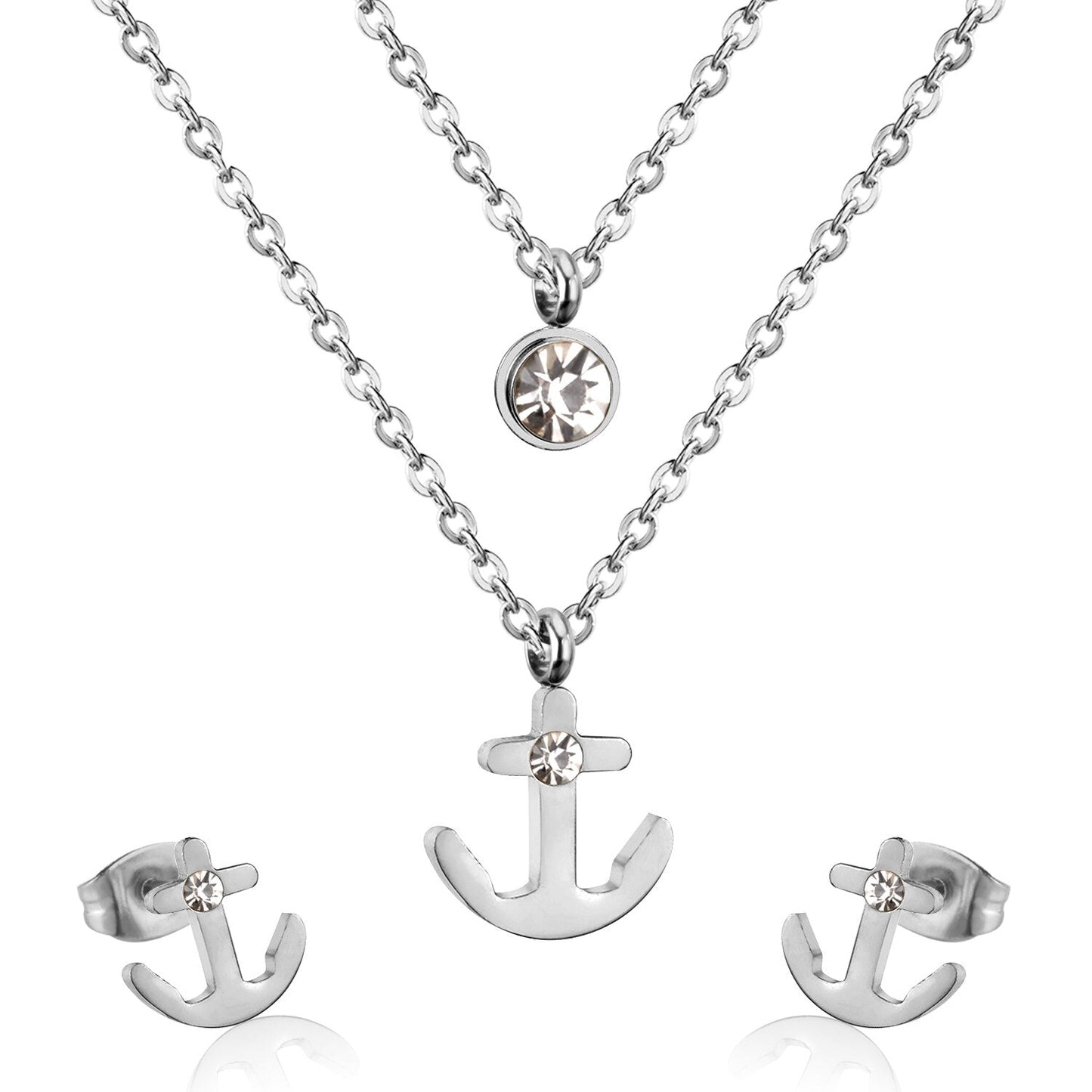 Arrow 316L Stainless Steel Double Necklace Earring Wedding African Dubai Jewelry Set For Women Girl Jewellery sets