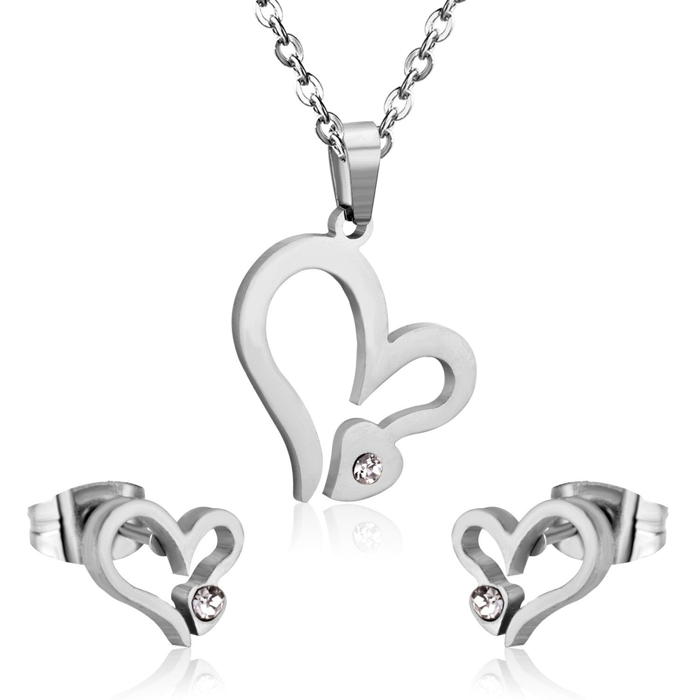Bridal Dubai Necklace Earring Jewellery Sets Heart Crytal Gold Color Wedding Indian Jewelry sets For Women Girls