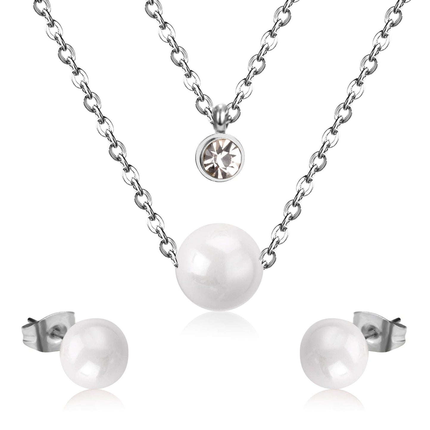Fake Pearl Crystal Jewellery Set Necklace Earrings Wedding Bridal Dubai Indian Women Jewelry Sets For Women Girls