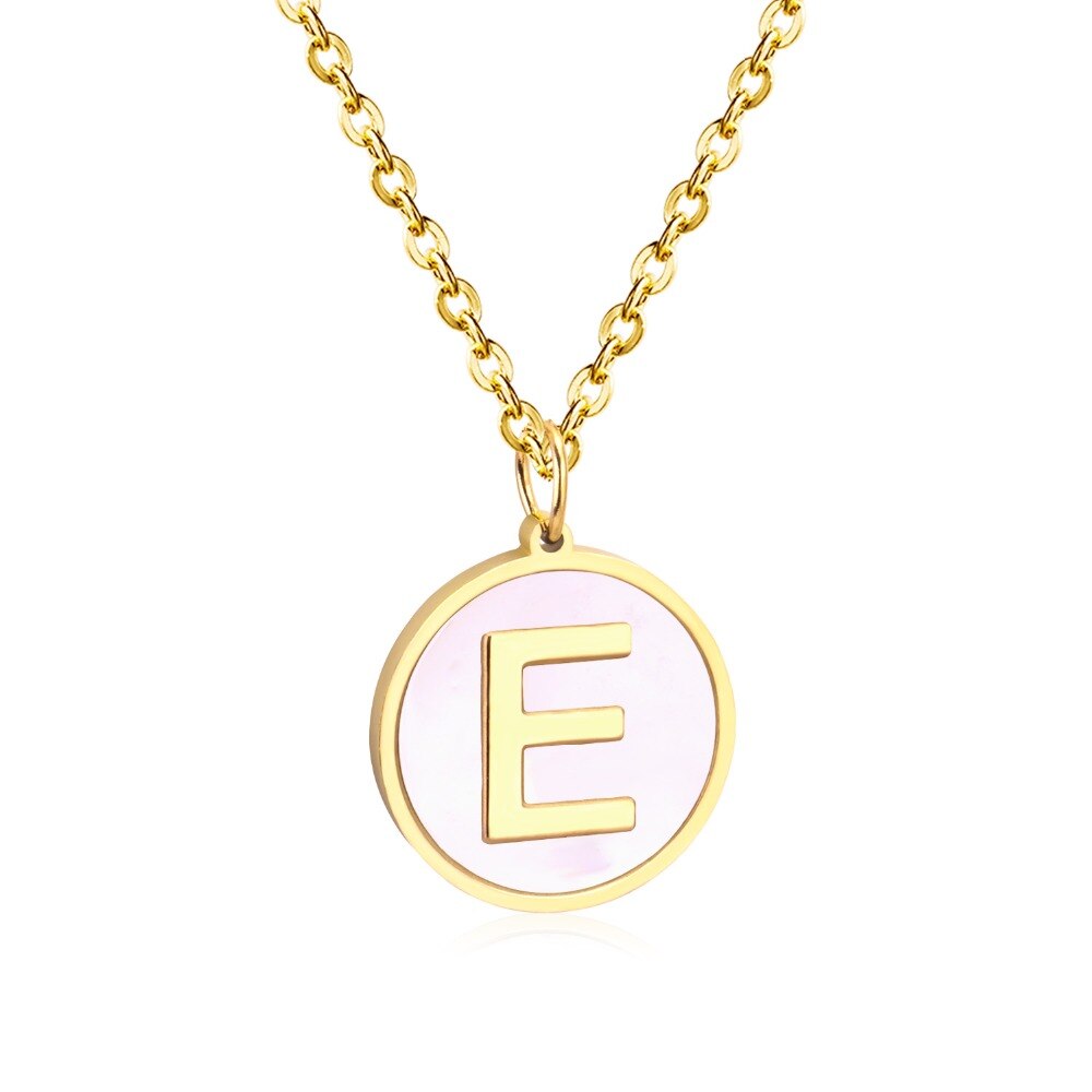 Stainless Steel Round Initial Pendant Necklace Gold Color 26 A-Z Letter Necklaces For Female Party Friend Wholesale