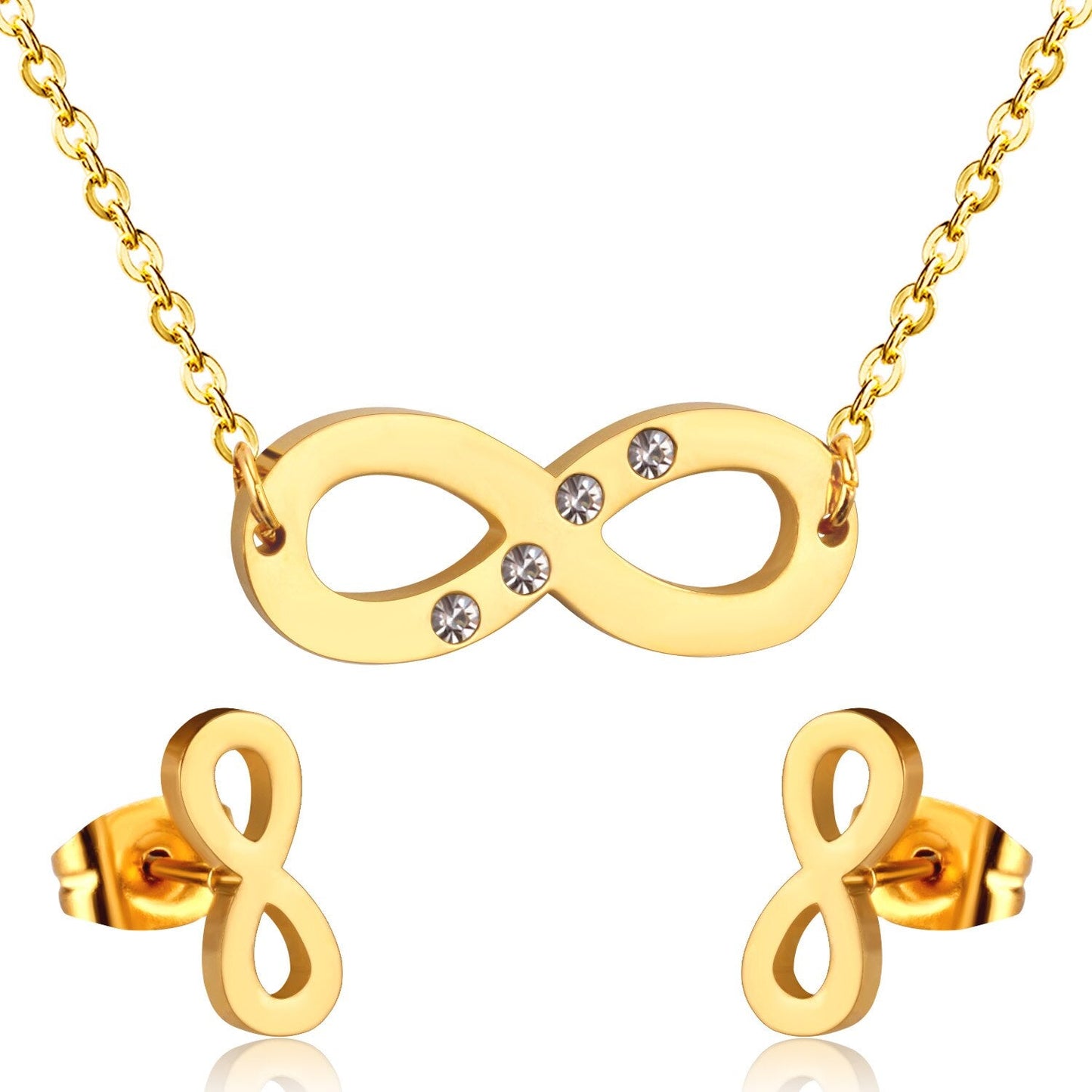 Stainless Steel Dubai African Jewelry Sets Letter With Round Crystal Necklace Earring Sets For Women Accessroies