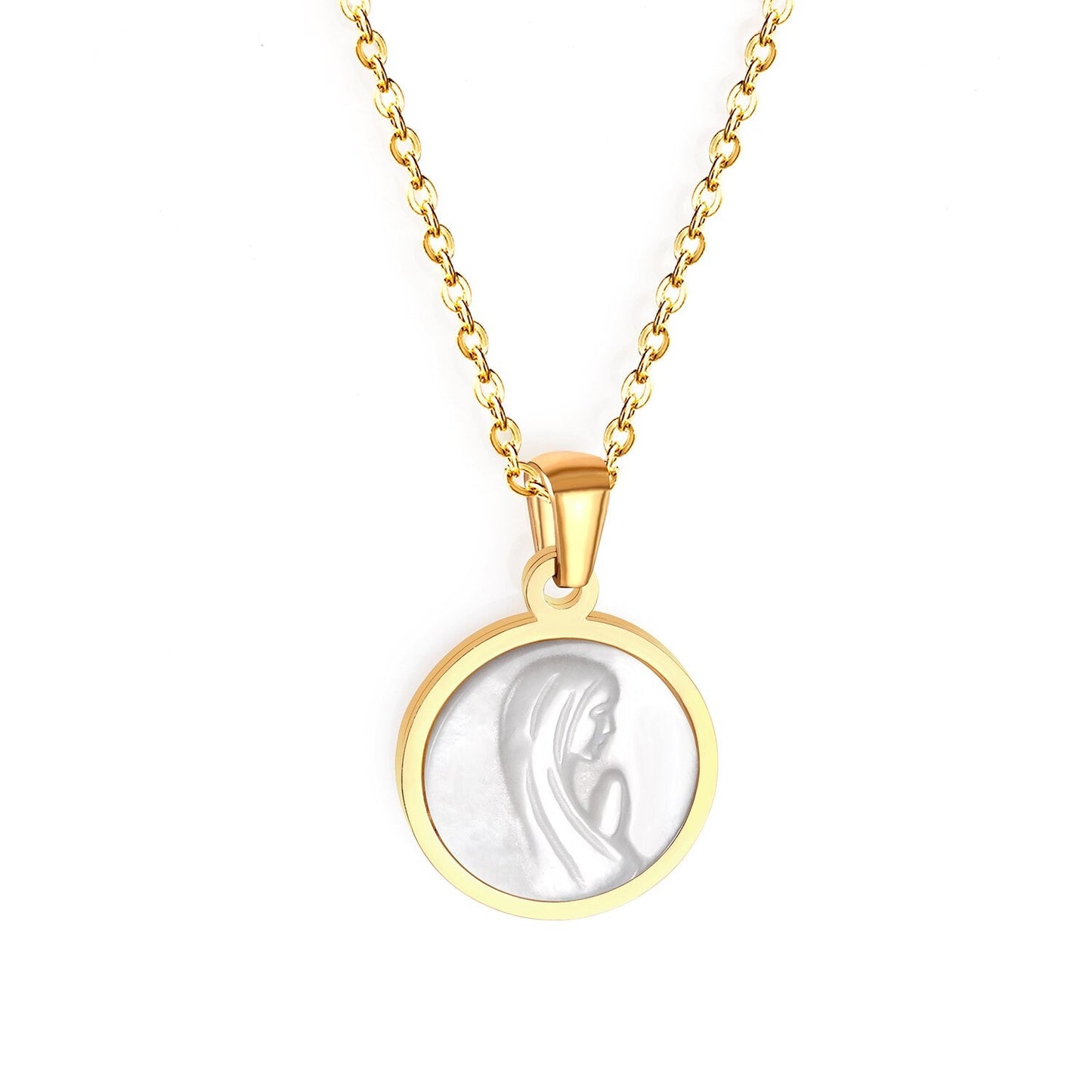Girl Prayer Gold Necklaces Stainless Steel Shell Pendant Necklace For Women Jewelry Chain Necklace Collar Collier