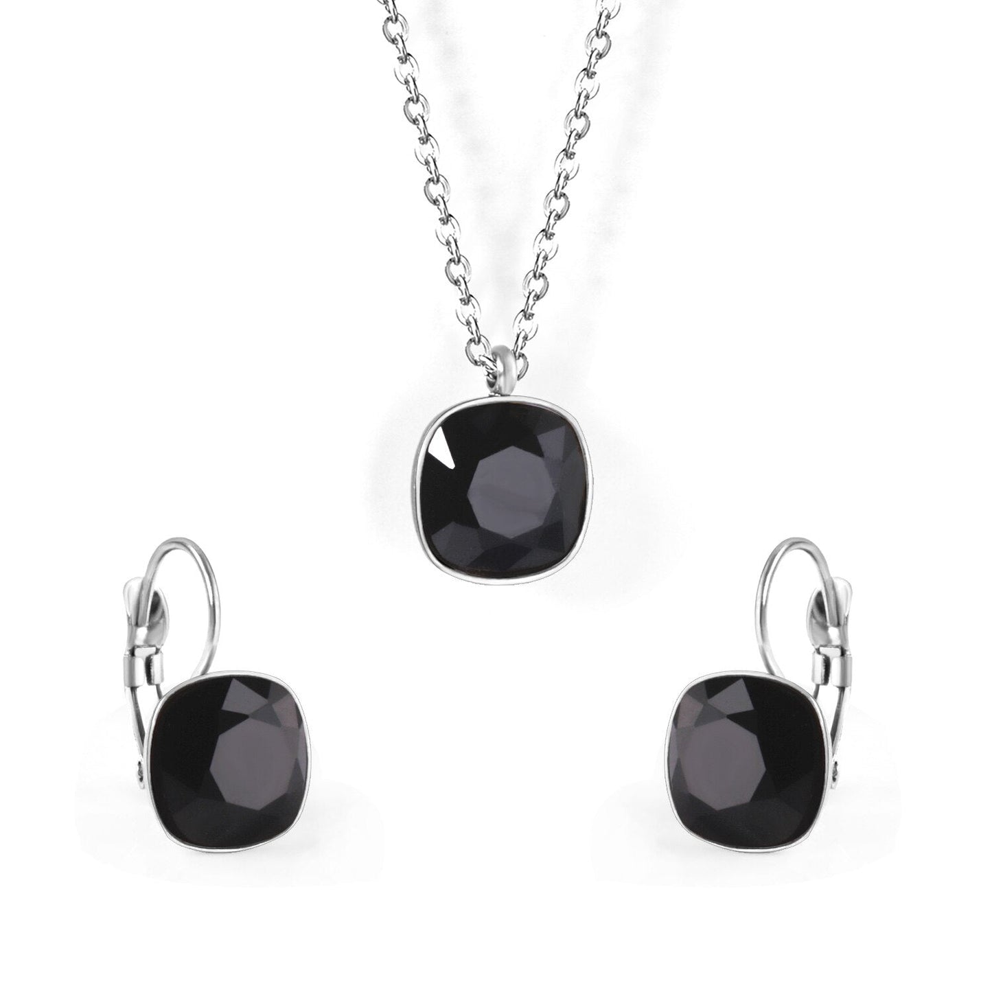 Bridal Jewelry Sets Trendy Style Geomtry Multi-colorful CZ Pendant Necklace Earrings Sets Brinco Party Wholesale