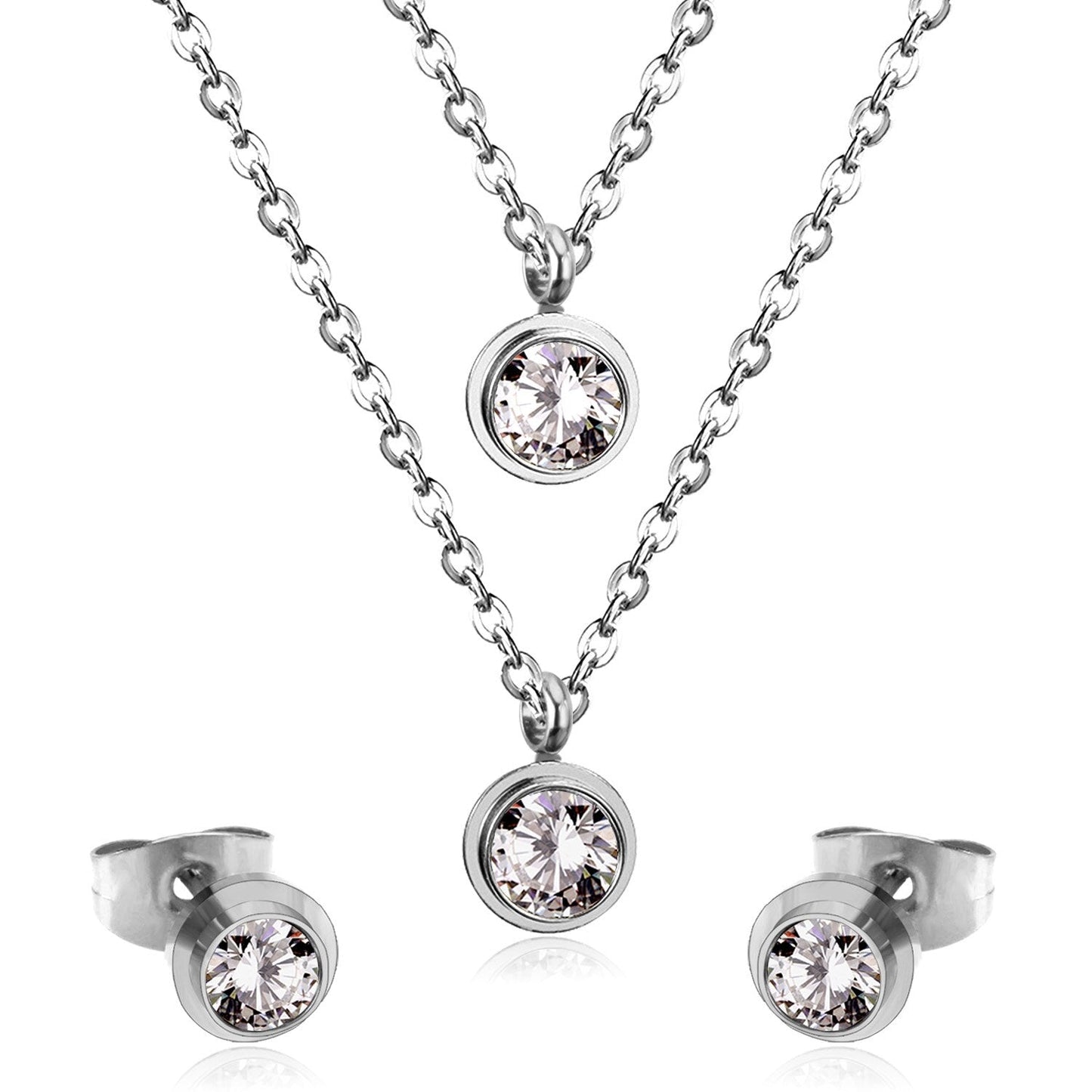 Necklace Earrings Stainless Steel Material Luxury Wedding Trendy Jewelry Sets For Women Valentine's Day Present