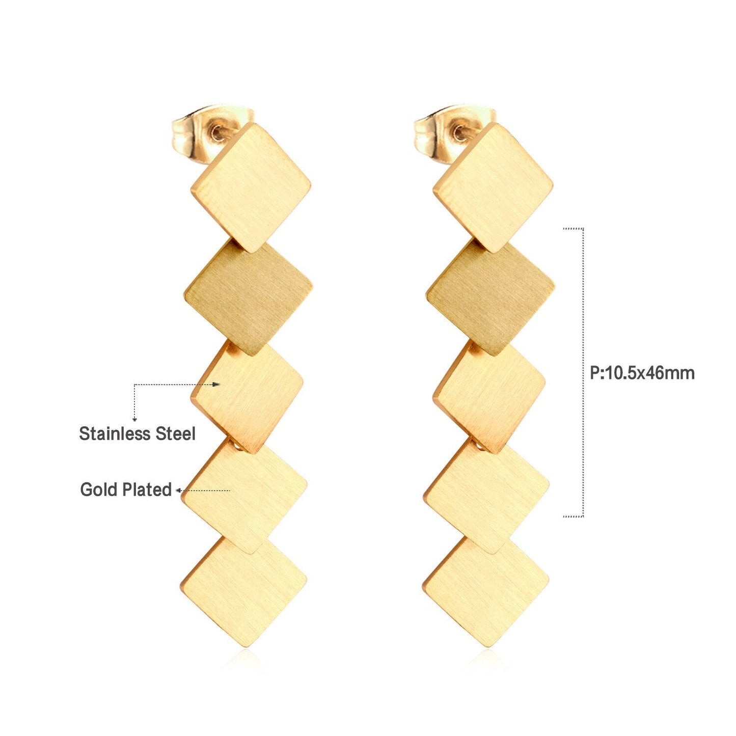 korean style Drop Square Round Earing Stainless Steel 2020 Dangle Earrings Set For Women Fashion Jewelry Party Gift
