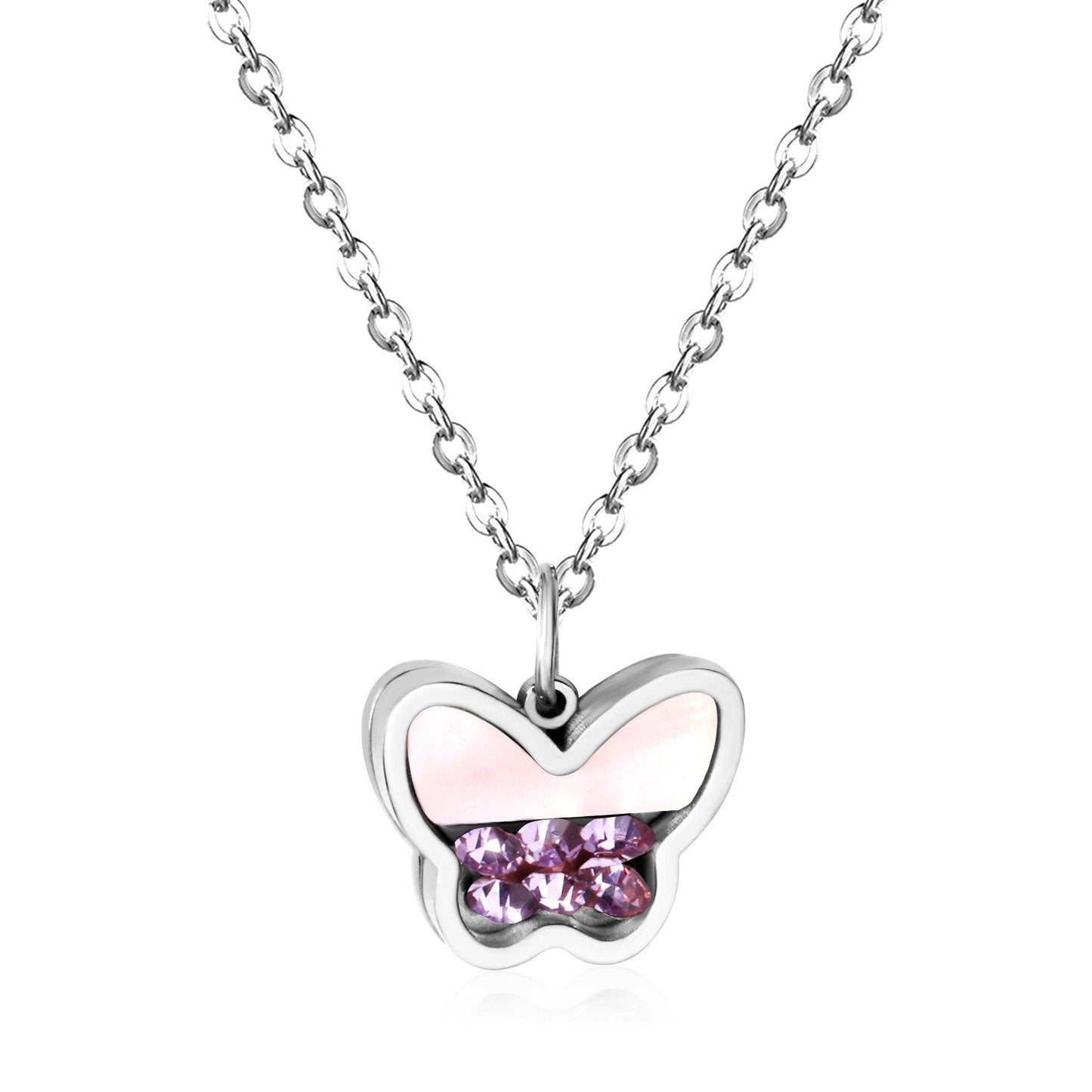 Butterfly CZ Shell Pendants Necklaces Women Gold Stainless Steel Link Chains Choker Necklace collares colar collier