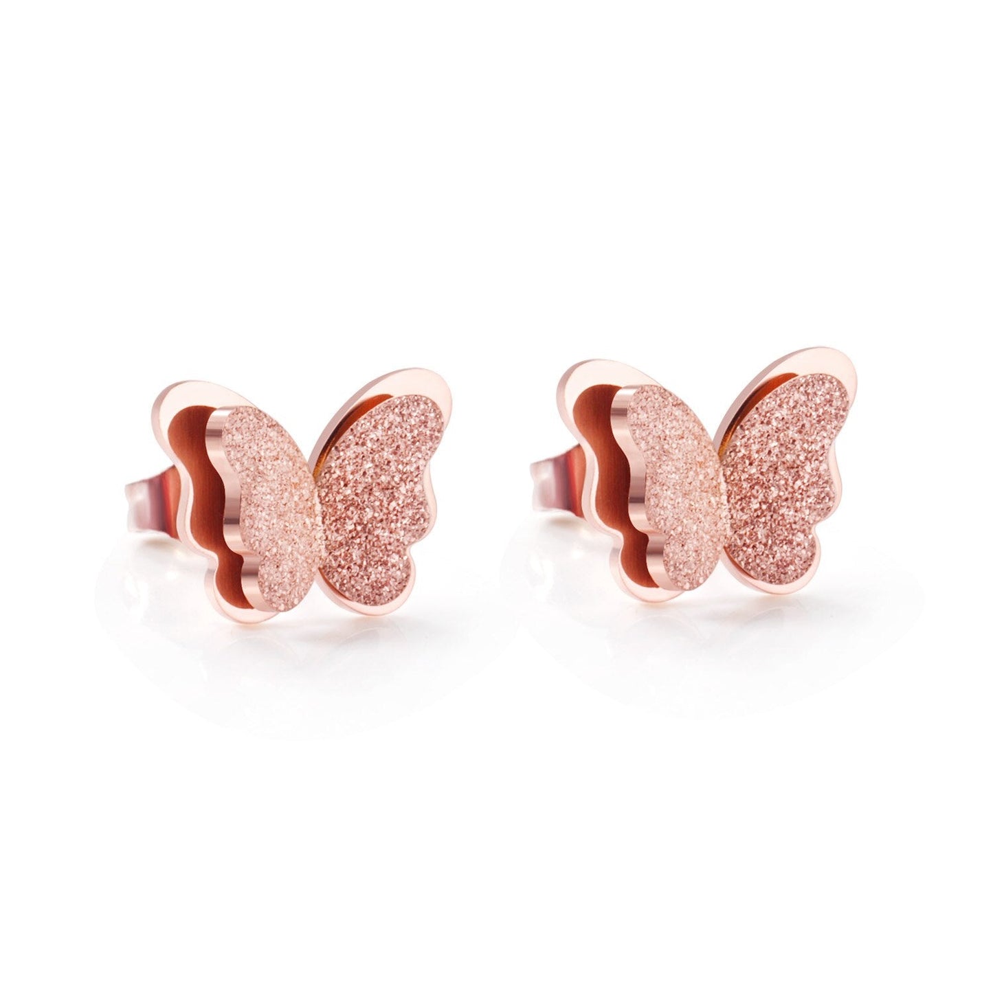 New Butterfly Stainless Steel Push-Back Stud Earrings For Women/Kids Trendy Earrings Jewelry pendientes mujer
