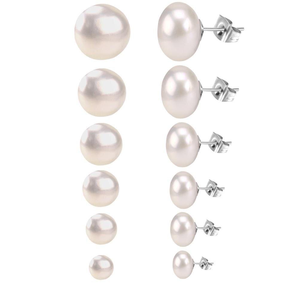 ASON Mix Size Earring Set Stainless Steel 6pairs/box Pink White Freshwater Pearl Stud Earrings Female Bioux Daily Wear