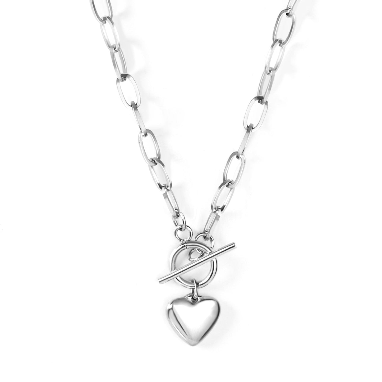 Wholesale Heart Pendant 316L Stainless Steel Link Chain Necklace For Women Choker Collar Accessories Christmas Party Gift