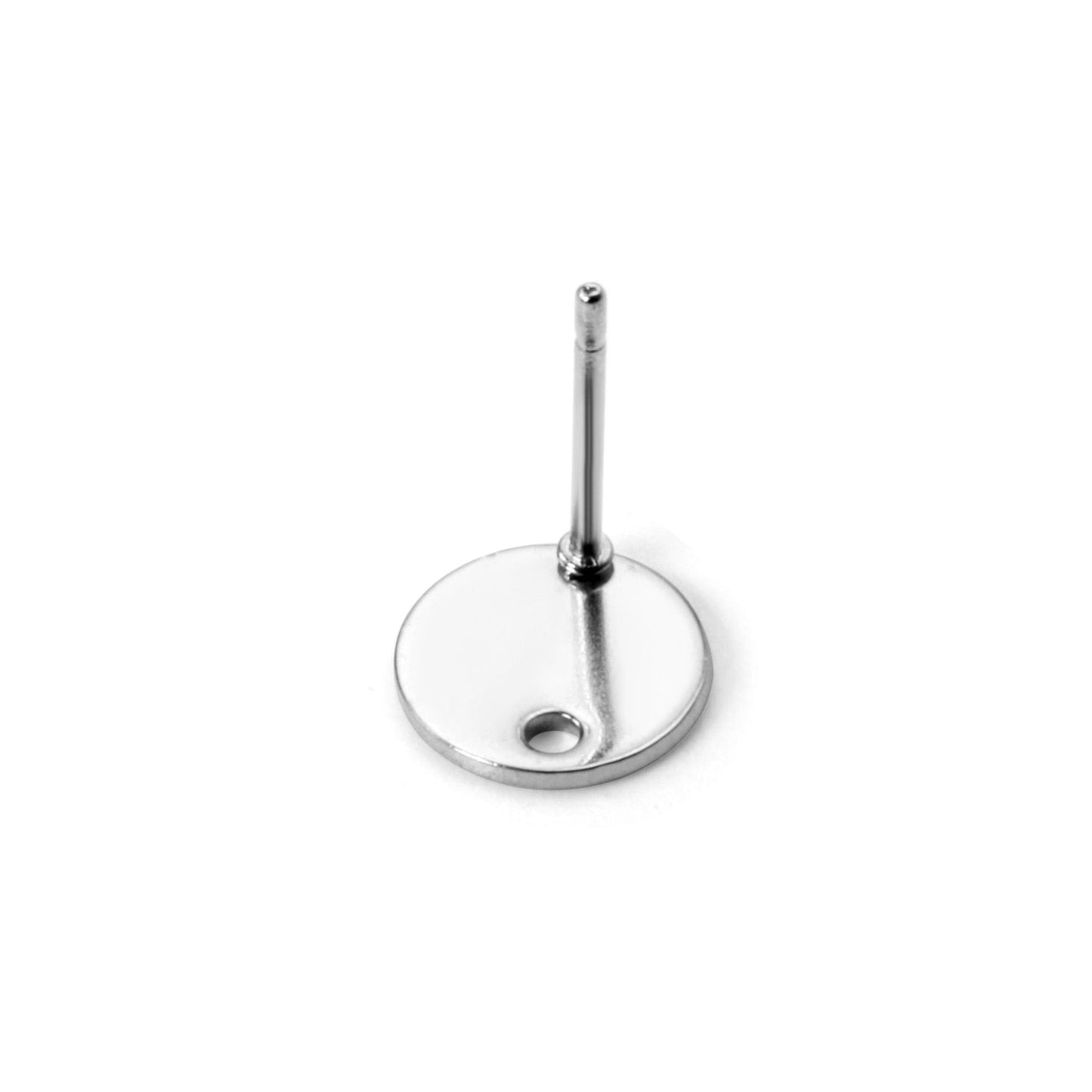 ASON 100 Pcs/Lots Small Ear Studs Round Shape With Holes Stainless Steel Base Setting Connector For DIY Jewelry Making Supplies
