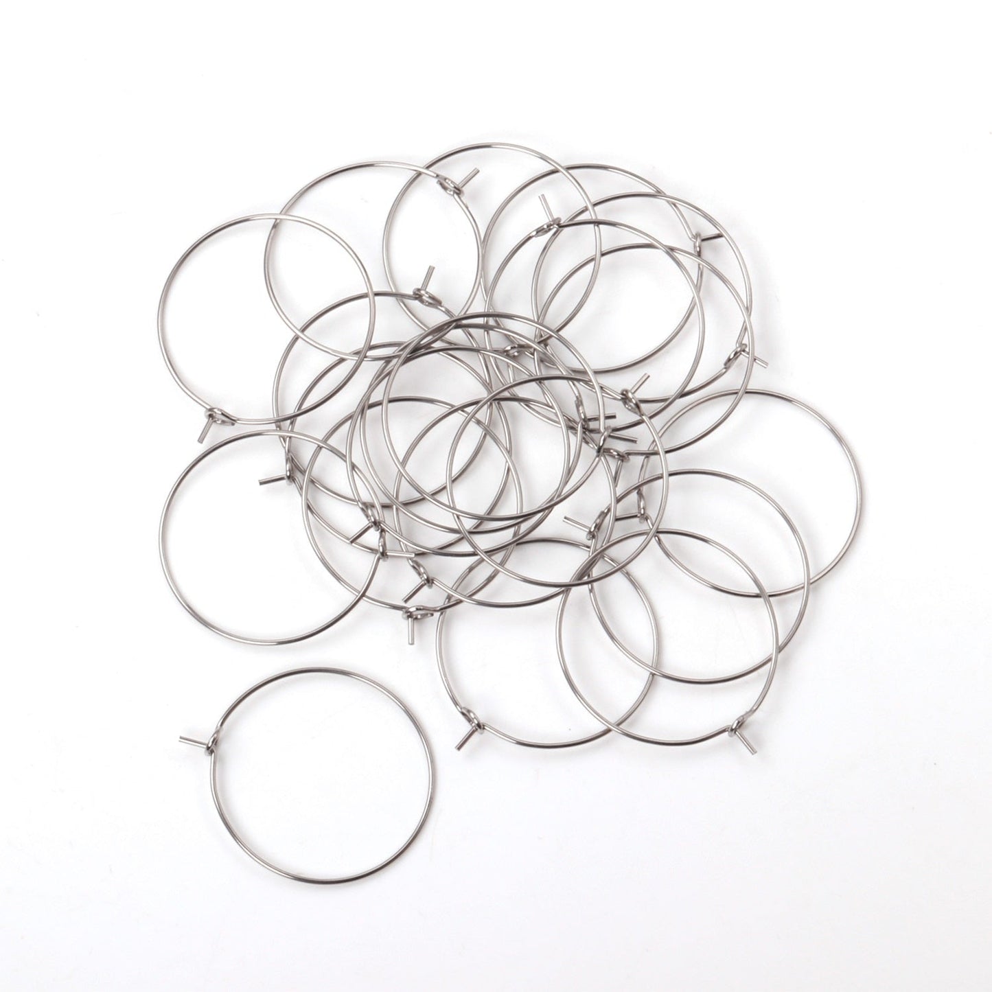 ASON 100pcs/lot Gold/Silver Color Big Circle Earring Hoops Stainless Steel Earring Clasps Metal Ring for Jewelry Making Supplies