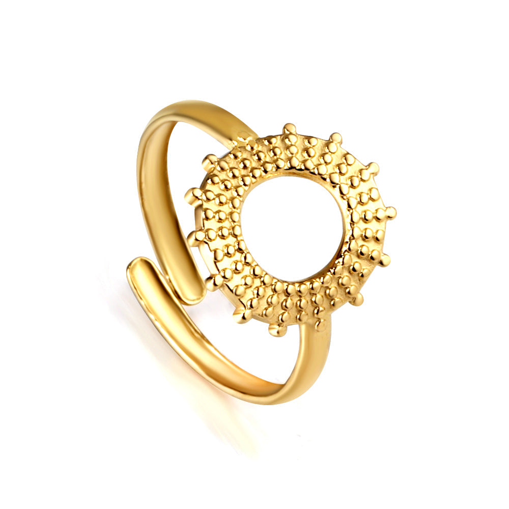 Sunflower ring fashionable personalized opening adjustable colorless stainless steel ring