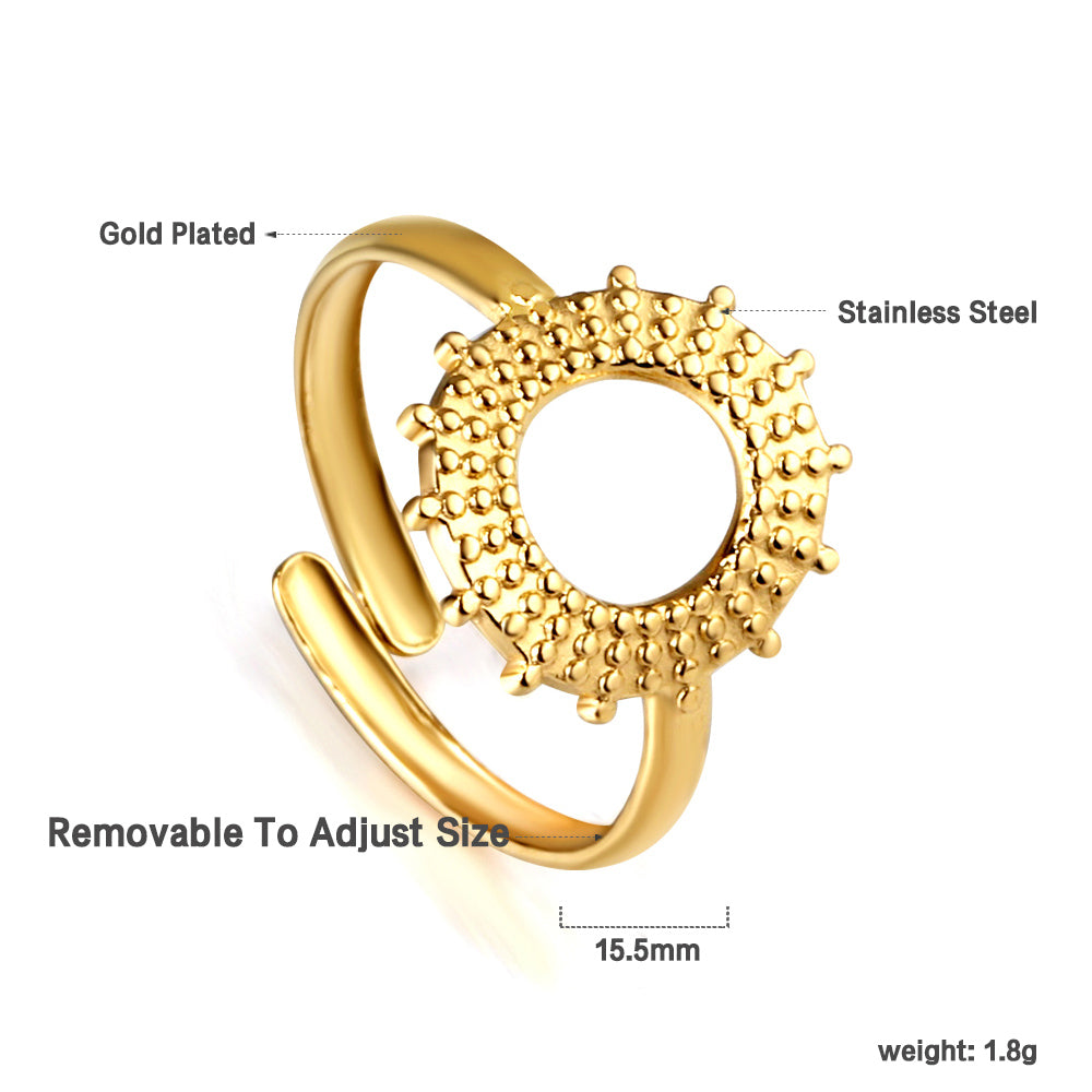 Sunflower ring fashionable personalized opening adjustable colorless stainless steel ring