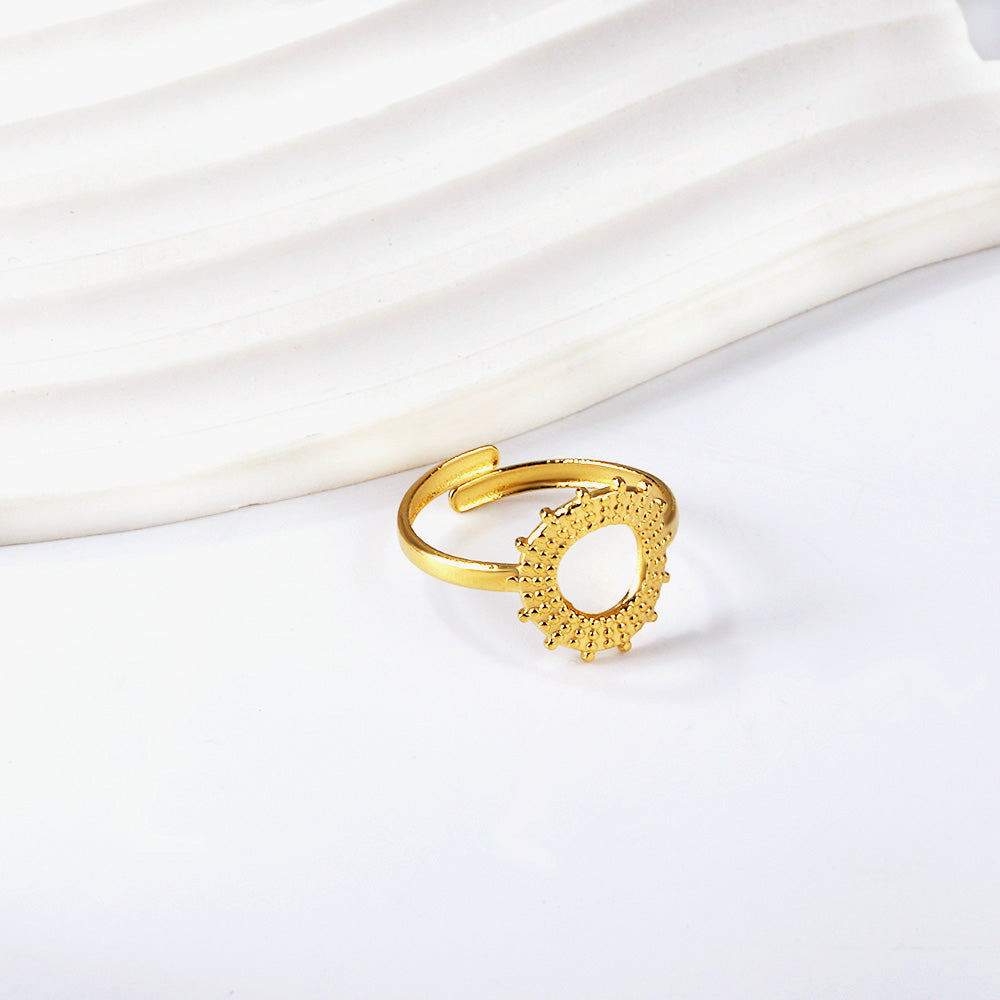 Sunflower ring fashionable personalized opening adjustable colorless stainless steel ring