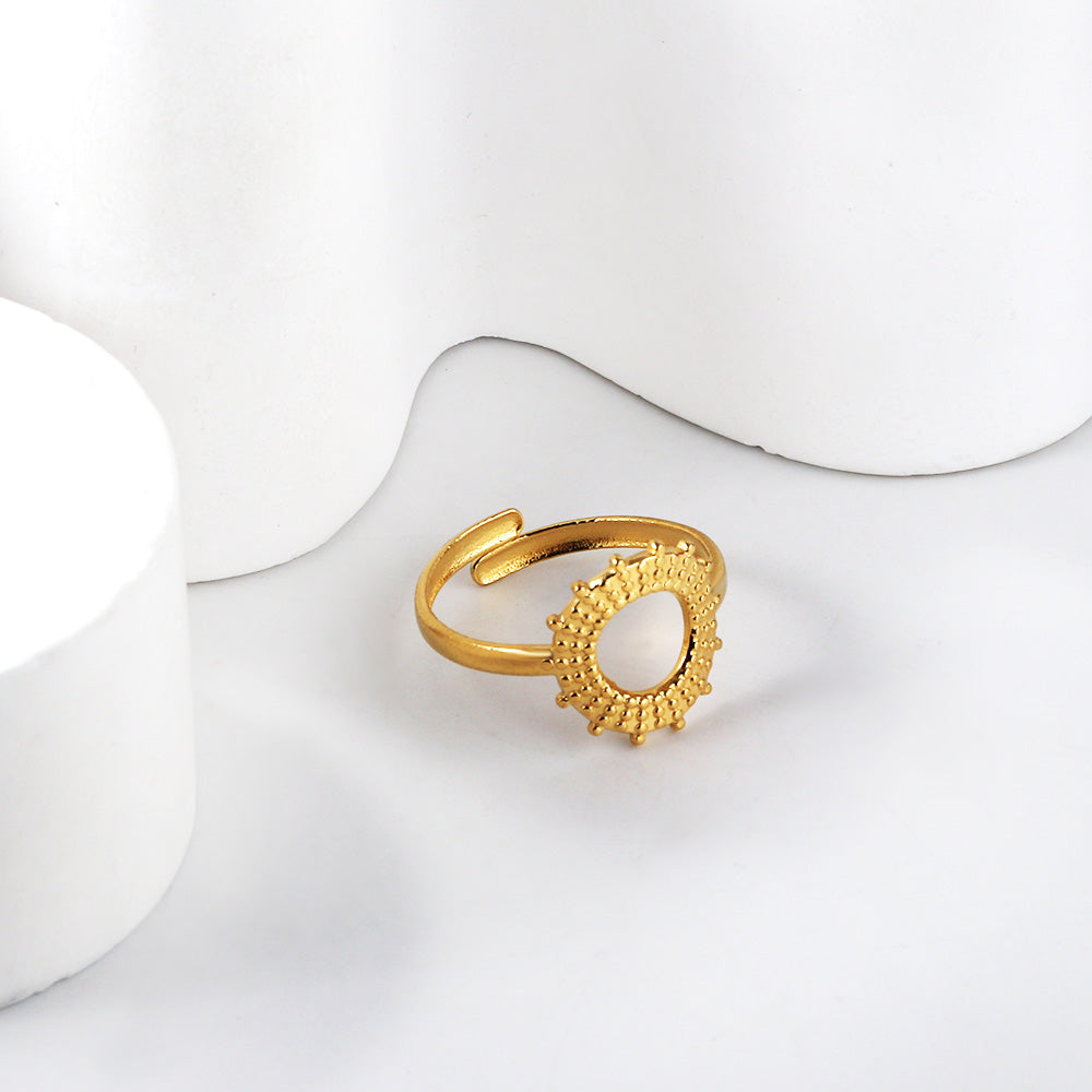 Sunflower ring fashionable personalized opening adjustable colorless stainless steel ring