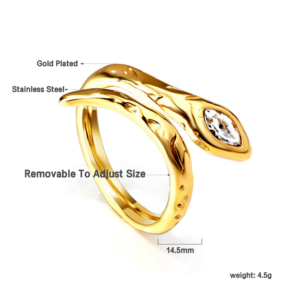 Wholesale Ason Cobra Head Diamond Rhombus Open End Ring
