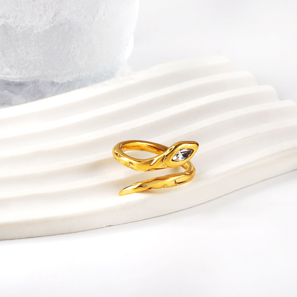 Wholesale Ason Cobra Head Diamond Rhombus Open End Ring
