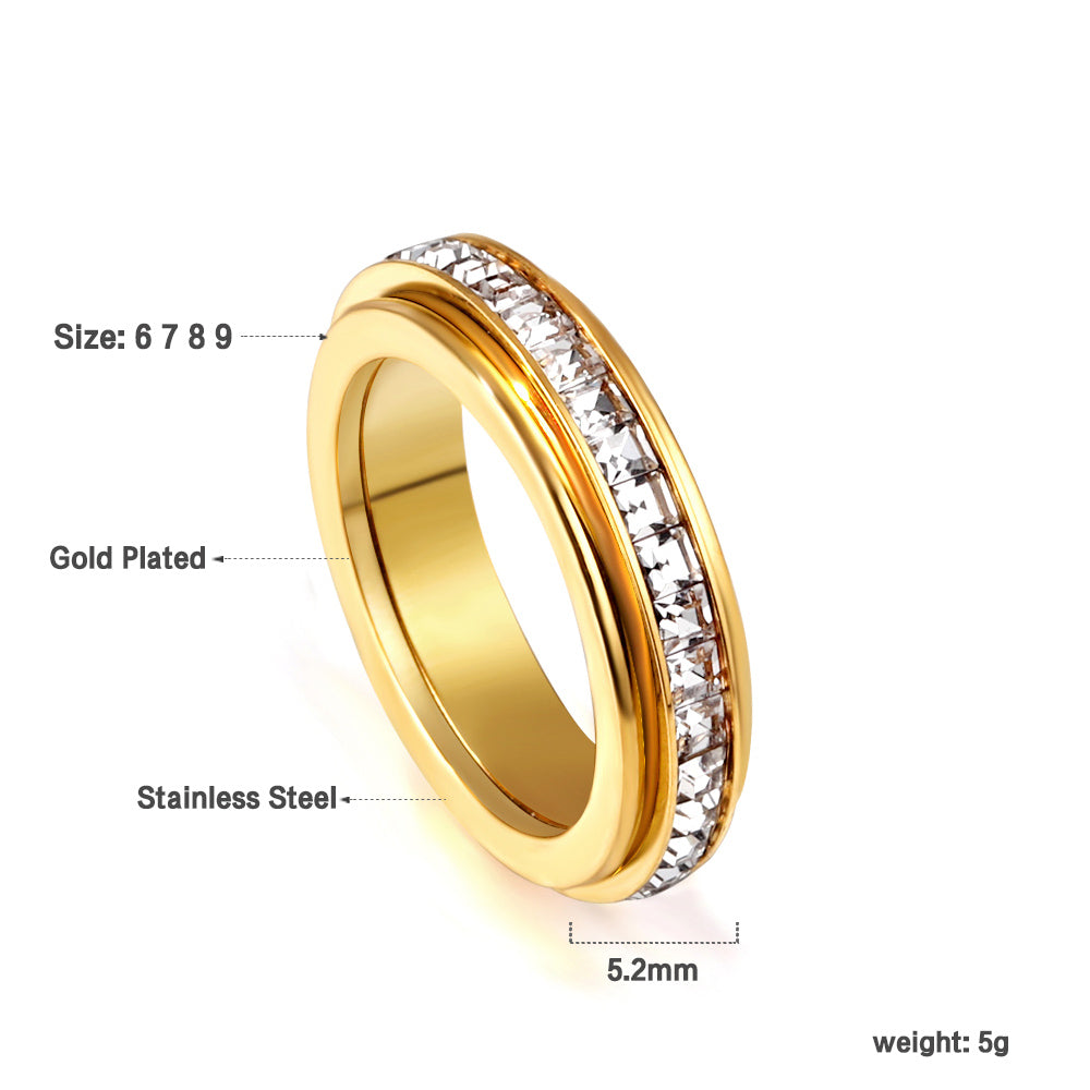 Full Star Ring Light Luxury Whole Circle Diamond Ring Solitaire Ring