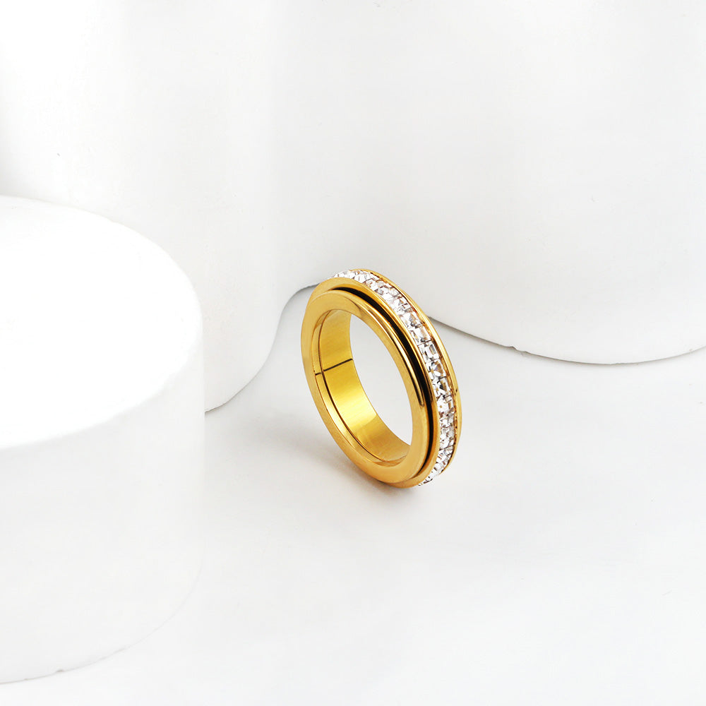 Full Star Ring Light Luxury Whole Circle Diamond Ring Solitaire Ring