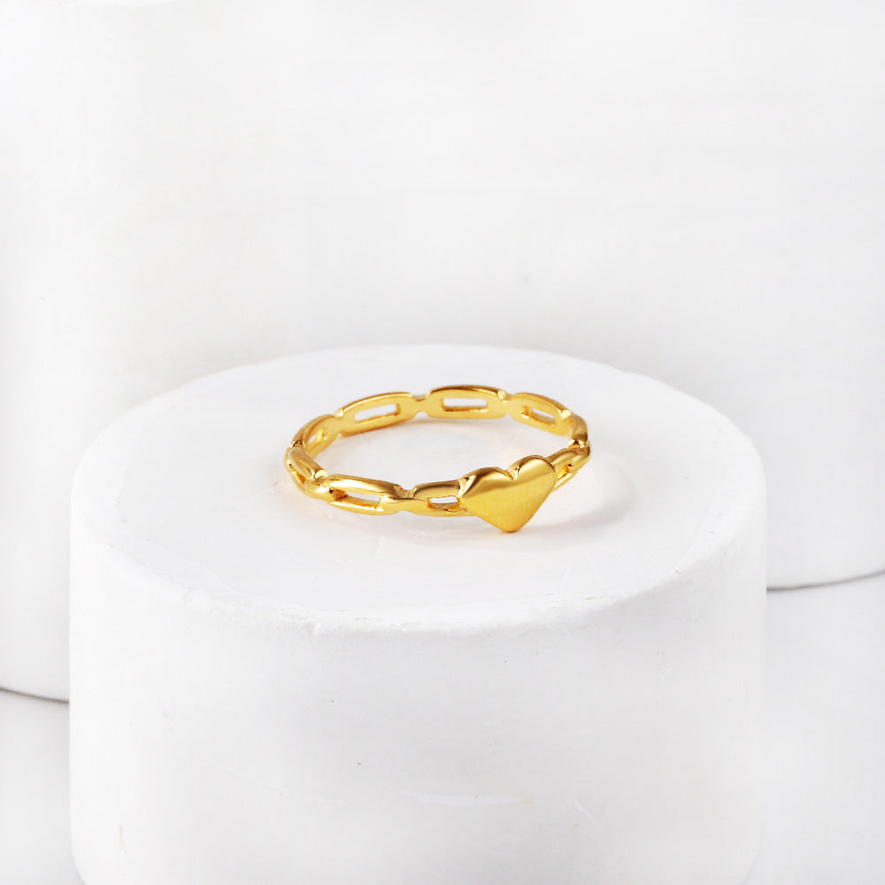 Metal wind love stainless steel ring hollowed out gold-plated ring fashion geometric jewelry