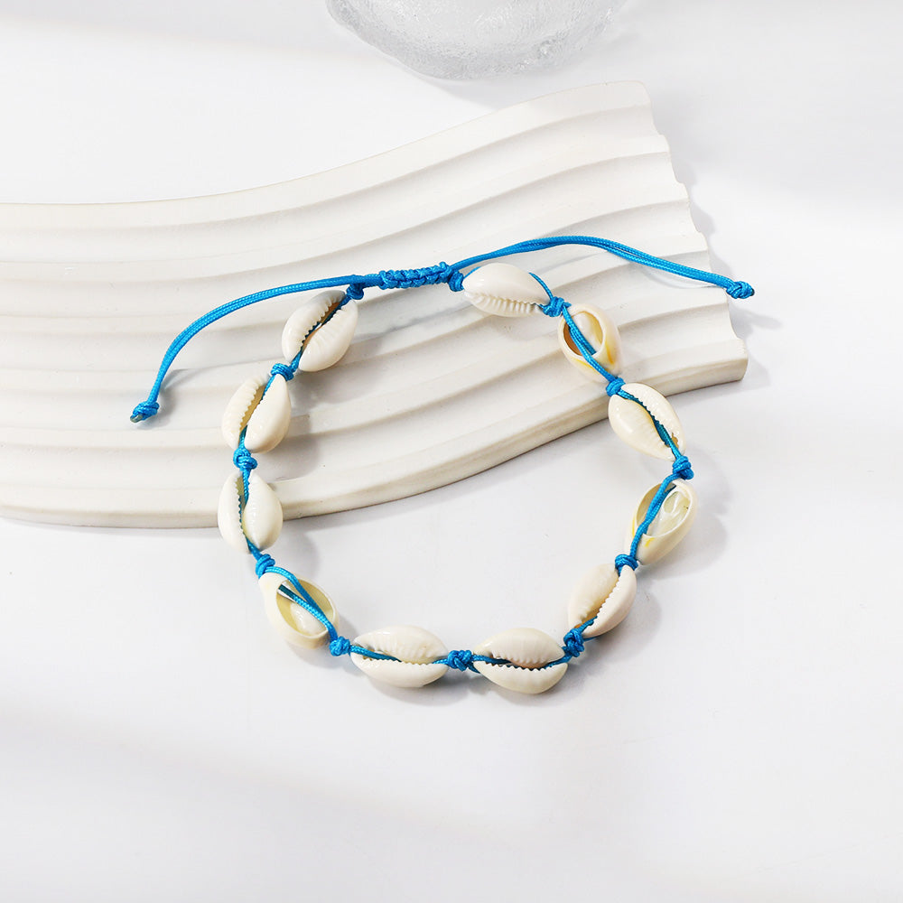 11 shells accessories blue soft bracelet 30cm steel color