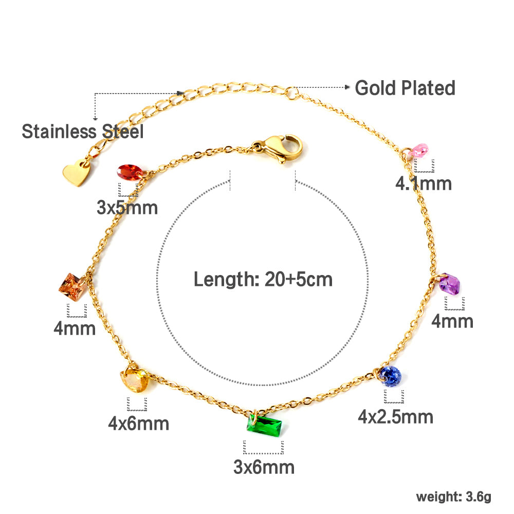 7 mixed shapes and colors anklet 20+5cm
