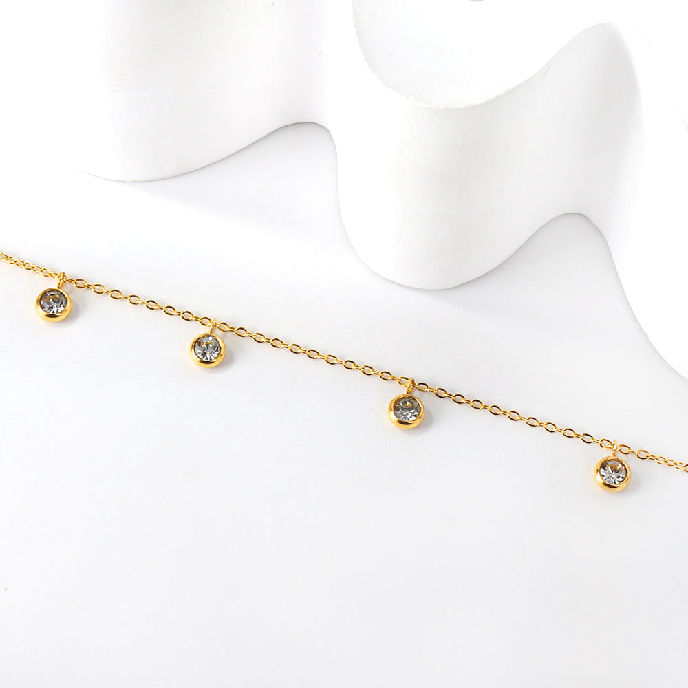 6 white diamond accessories pendant anklet 21 + 3cm gold