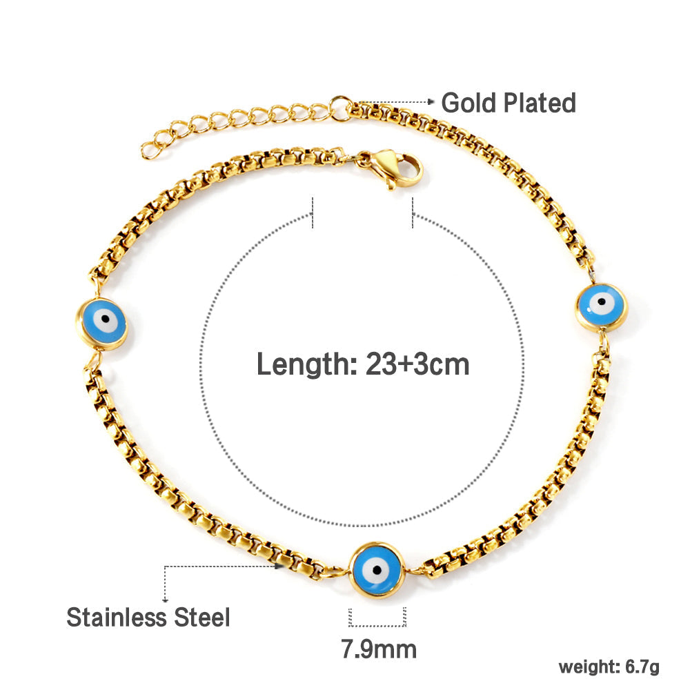 3 blue cat's eye accessories anklet 23+3cm