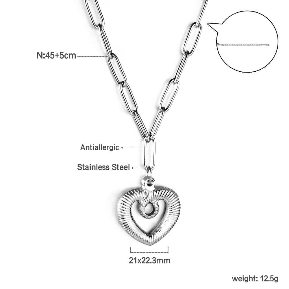 Heart Cutout Pendant Necklace 45+5cm Golden
