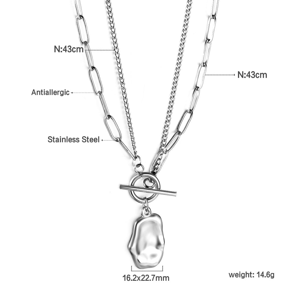 Gold Long Alien Pendant + Matching Chain Double Chain 43cm