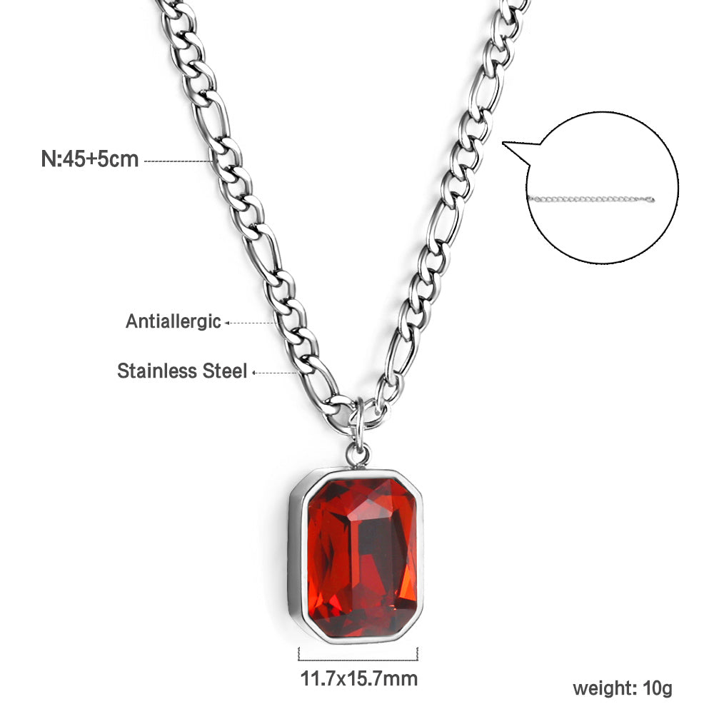 Wholesale Rectangular Pendant with White Diamonds Necklace 45+5cm