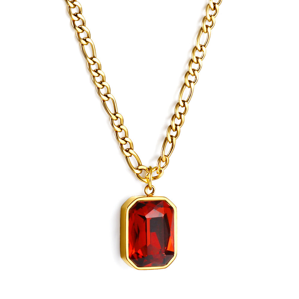 Wholesale Rectangular Pendant with White Diamonds Necklace 45+5cm