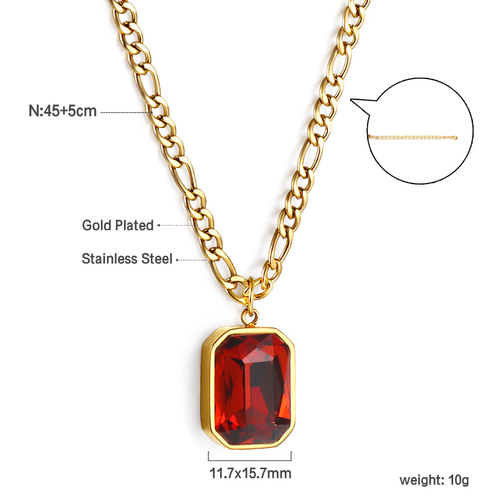 Wholesale Rectangular Pendant with White Diamonds Necklace 45+5cm