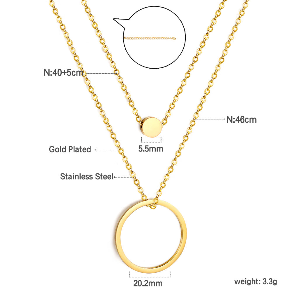 Circle Cake + Circle Pendant Necklace 46+40+5cm