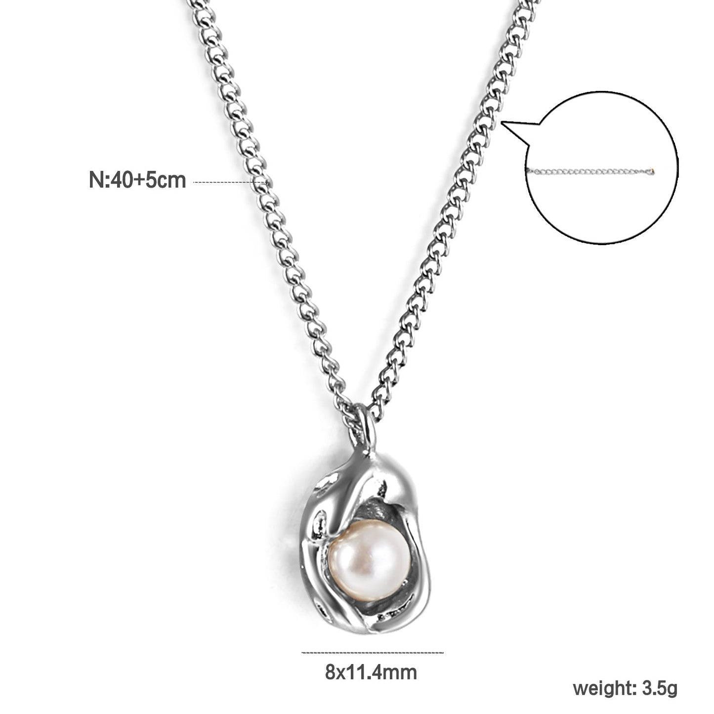 Wholesale Shaped pendant with white pearl necklace 40+5cm