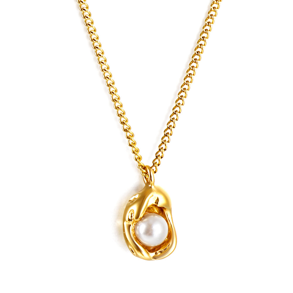 Wholesale Shaped pendant with white pearl necklace 40+5cm