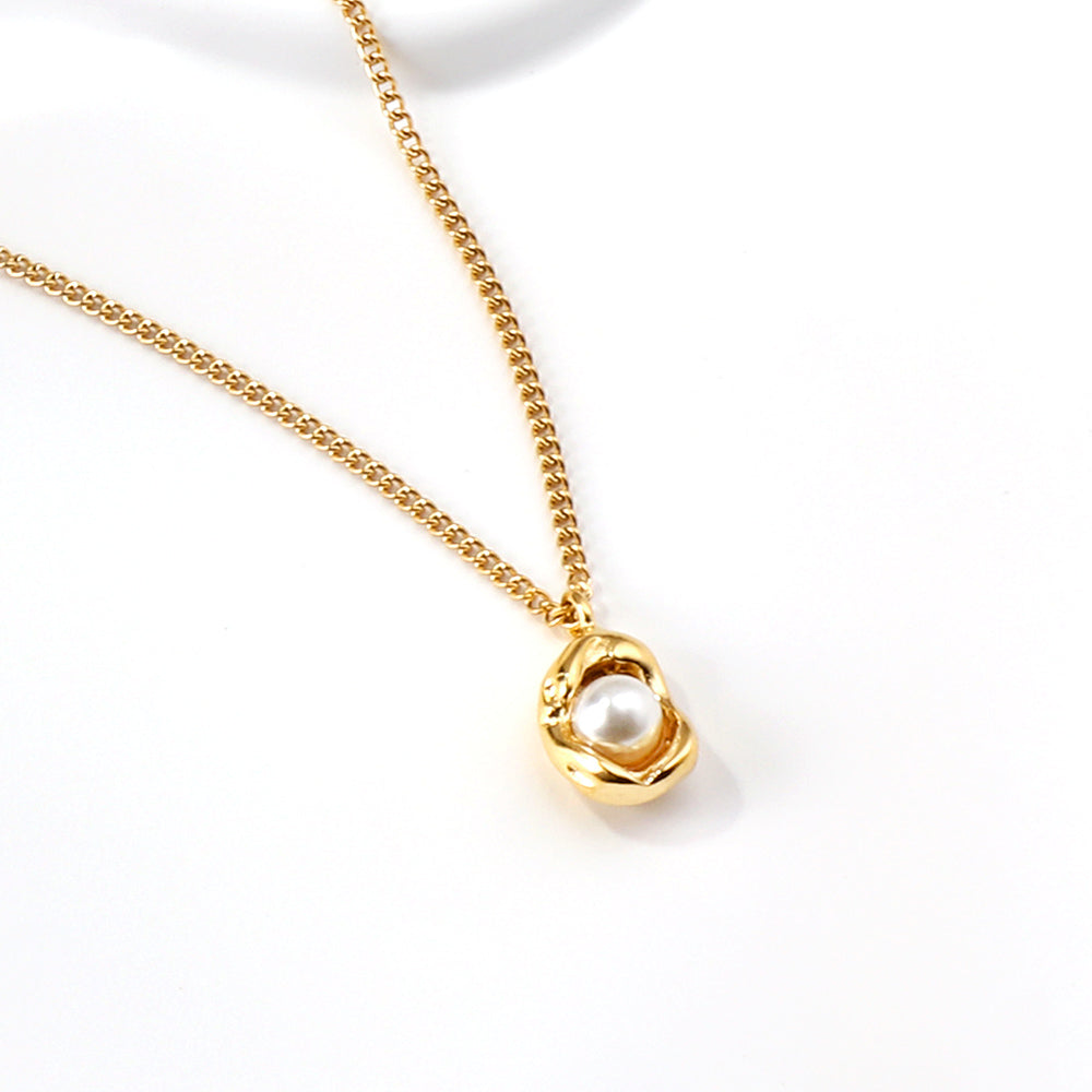 Wholesale Shaped pendant with white pearl necklace 40+5cm