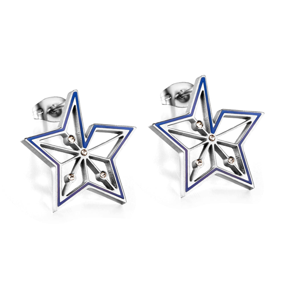 Stainless Steel Pentagram Hollow Stud Earrings girls jewelry