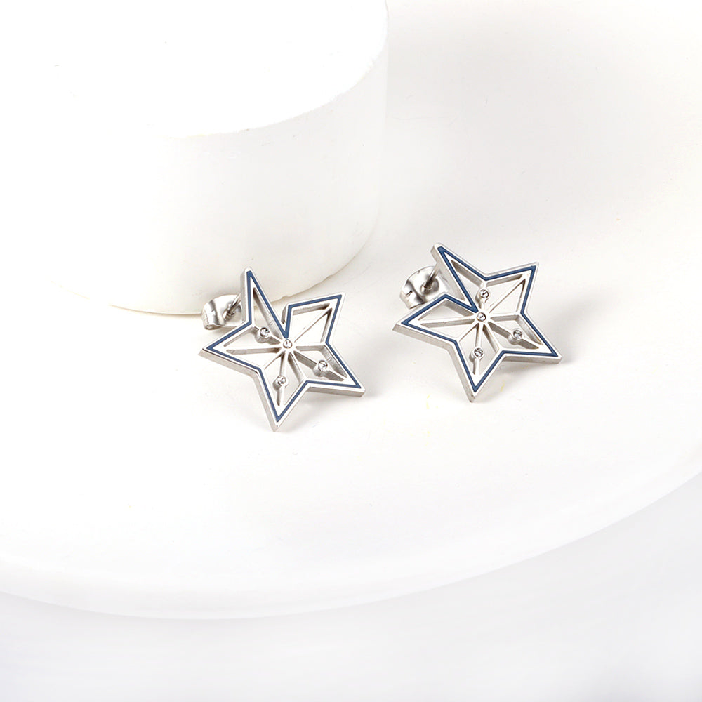 Stainless Steel Pentagram Hollow Stud Earrings girls jewelry