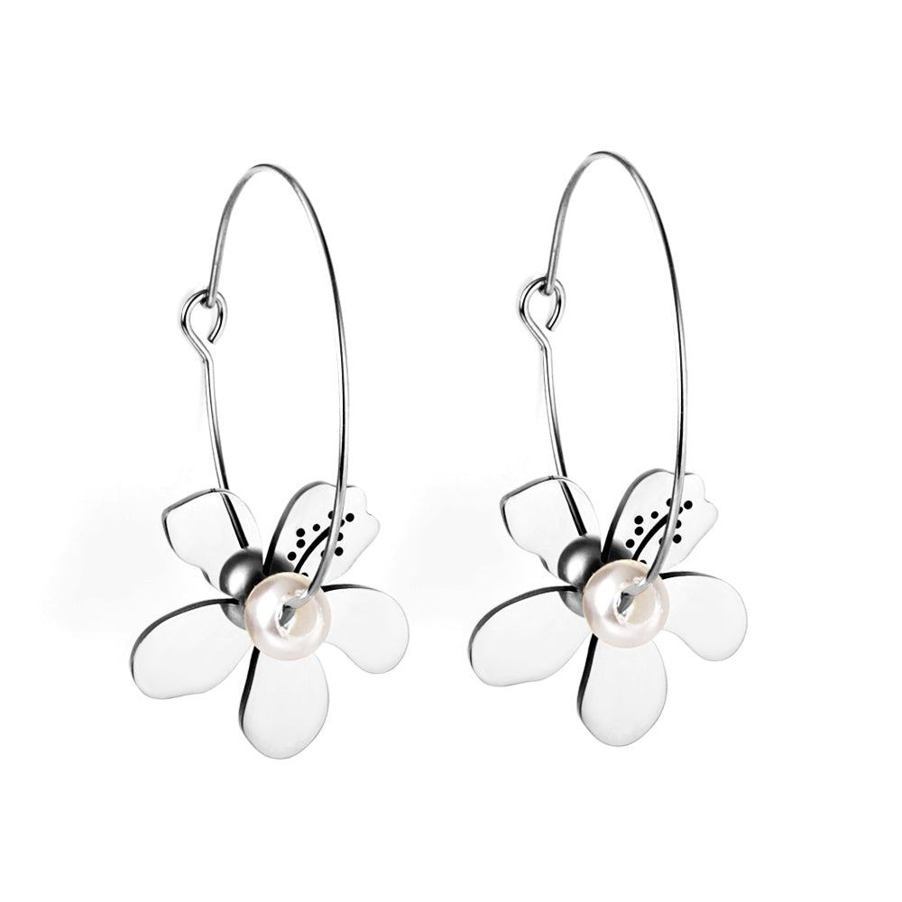 Wholesale Personalized Stainless Steel Peach Blossom Shape kids Earrings